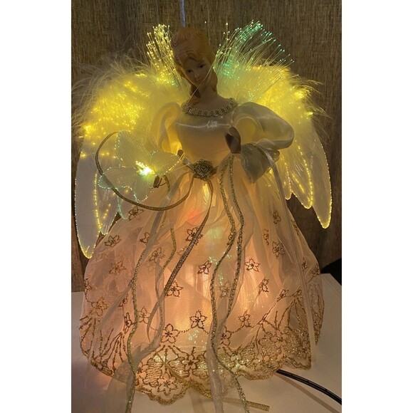 Yuletide Traditions White Fiber Optic Angel Christmas Tree Topper LED Light-Up - Picture 4 of 10